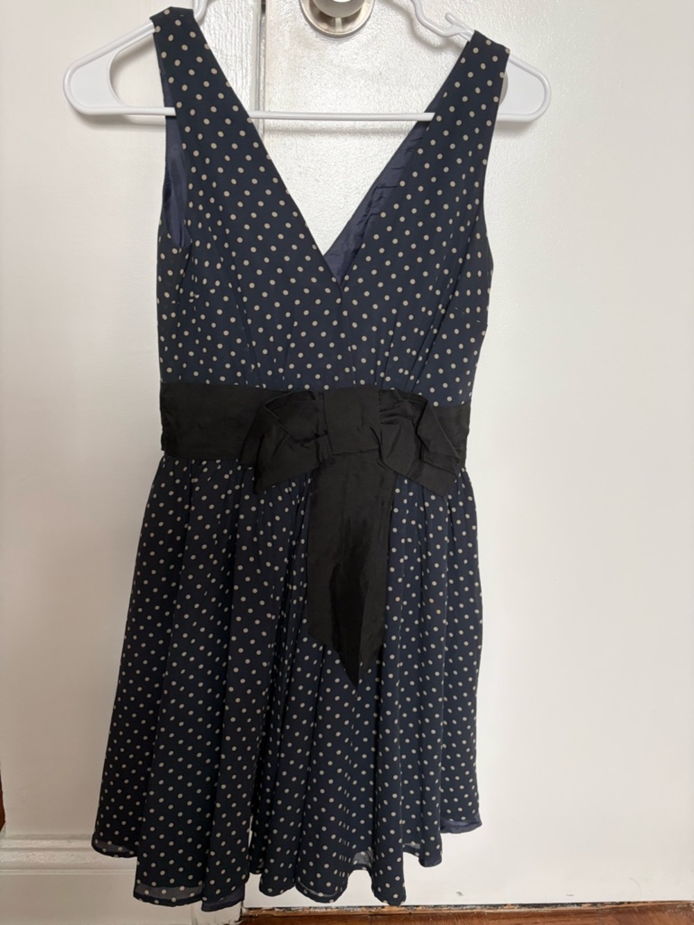 Runway Polka Dots Dress with Black Waist Bow